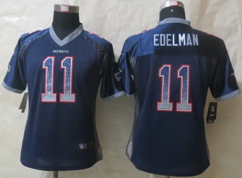Nike New England Patriots #11 Julian Edelman 2013 Drift Fashion Blue Womens Jersey