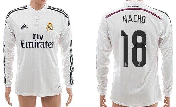 2014/15 Real Madrid #18 Nacho Home Soccer Long Sleeve AAA+ T-Shirt