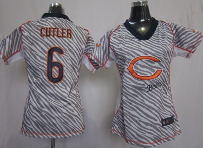 Nike Chicago Bears #6 Jay Cutler 2012 Womens Zebra Fashion Jersey