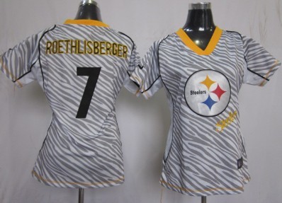 Nike Pittsburgh Steelers #7 Ben Roethlisberger 2012 Womens Zebra Fashion Jersey