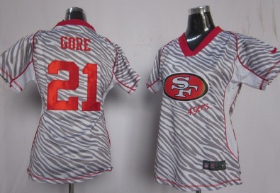 Nike San Francisco 49ers #21 Frank Gore 2012 Womens Zebra Fashion Jersey