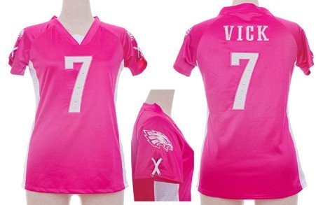 Nike Philadelphia Eagles #7 Michael Vick 2012 Pink Womens Draft Him II Top Jersey