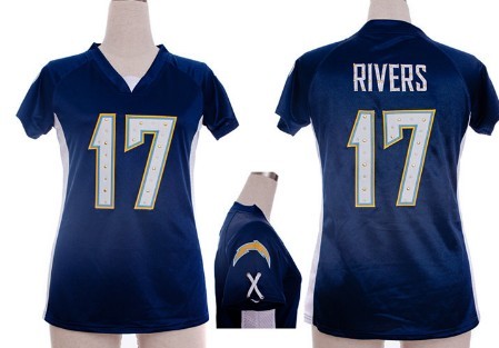 Nike San Diego Chargers #17 Philip Rivers 2012 Navy Blue Womens Draft Him II Top Jersey