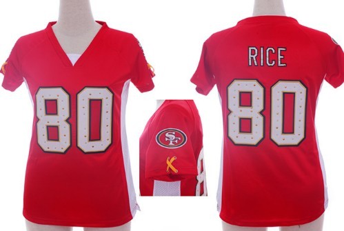 Nike San Francisco 49ers #80 Jerry Rice 2012 Red Womens Draft Him II Top Jersey