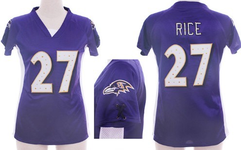 Nike Baltimore Ravens #27 Ray Rice 2012 Purple Womens Draft Him II Top Jersey