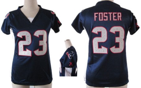 Nike Houston Texans #23 Arian Foster 2012 Blue Womens Draft Him II Top Jersey