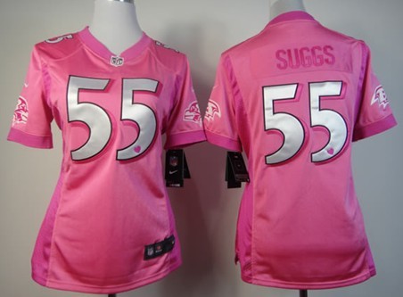 Nike Baltimore Ravens #55 Terrell Suggs Pink Love Womens Jersey