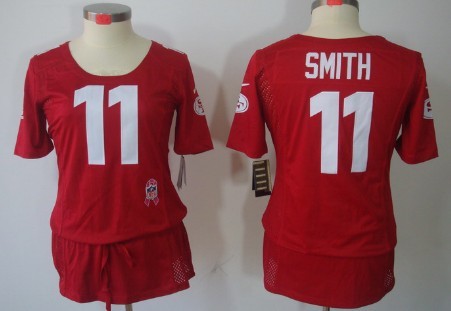 Nike San Francisco 49ers #11 Alex Smith Breast Cancer Awareness Red Womens Jersey