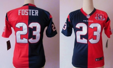 Nike Houston Texans #23 Arian Foster Blue/Red Two Tone Womens Jersey