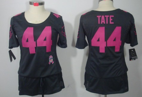 Nike Houston Texans #44 Ben Tate Breast Cancer Awareness Gray Womens Jersey