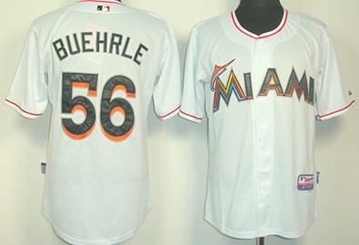 Miami Marlins #56 Mark Buehrle White Jersey