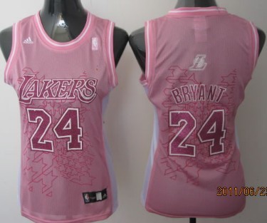 Los Angeles Lakers #24 Kobe Bryant Pink Womens Jersey