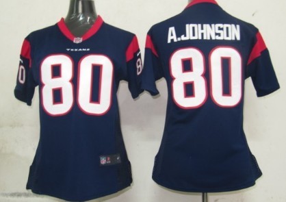 Nike Houston Texans #80 Andre Johnson Blue Game Womens Jersey