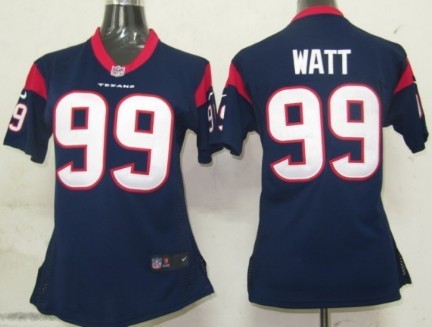 Nike Houston Texans #99 J.J. Watt Blue Game Womens Jersey