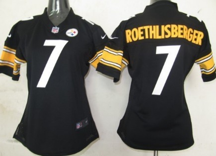 Nike Pittsburgh Steelers #7 Ben Roethlisberger Black Game Womens Jersey