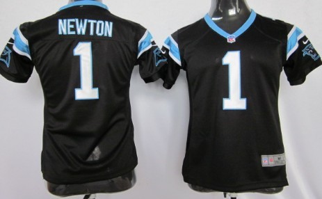 Nike Carolina Panthers #1 Cam Newton Black Game Womens Jersey