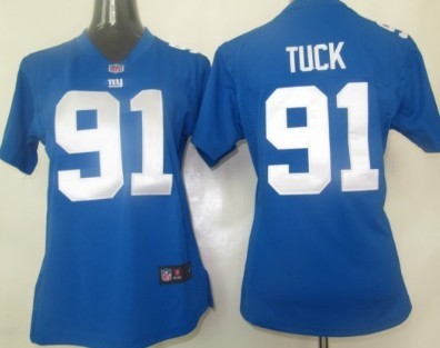 Nike New York Giants #91 Justin Tuck Blue Game Womens Jersey