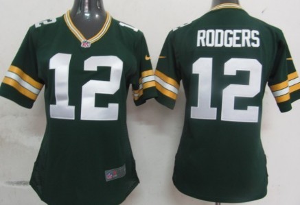 Nike Green Bay Packers #12 Aaron Rodgers Green Game Womens Jersey