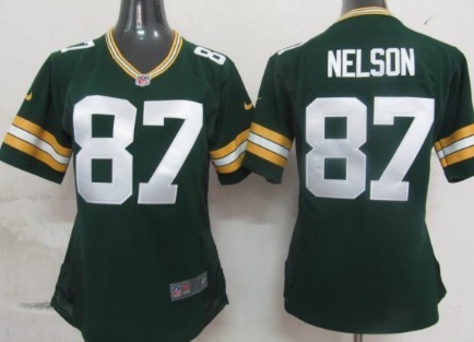 Nike Green Bay Packers #87 Jordy Nelson Green Game Womens Jersey