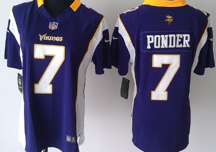 Nike Minnesota Vikings #7 Christian Ponder Purple Game Womens Jersey