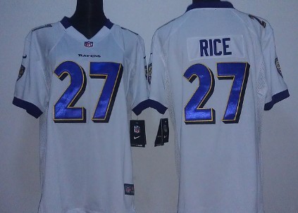 Nike Baltimore Ravens #27 Ray Rice White Game Womens Jersey