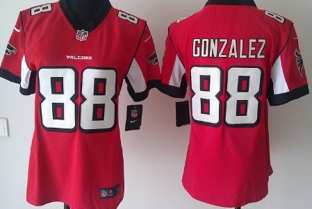 Nike Atlanta Falcons #88 Tony Gonzalez Red Game Womens Jersey