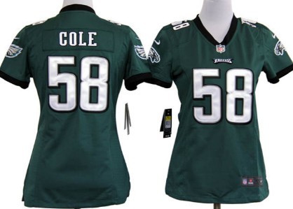 Nike Philadelphia Eagles #58 Trent Cole Dark Green Game Womens Jersey