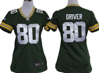 Nike Green Bay Packers #80 Donald Driver Green Game Womens Jersey