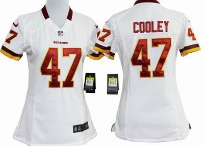 Nike Washington Redskins #47 Chris Cooley White Game Womens Jersey