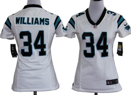 Nike Carolina Panthers #34 DeAngelo Williams White Game Womens Jersey