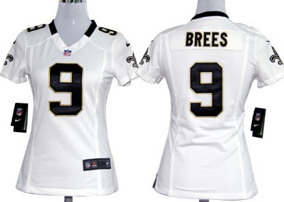 Nike New Orleans Saints #9 Drew Brees White Game Womens Jersey
