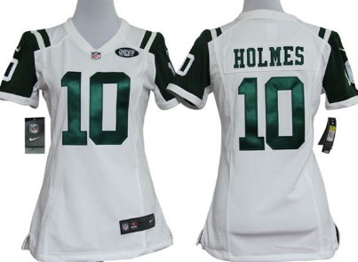 Nike New York Jets #10 Santonio Holmes White Game Womens Jersey