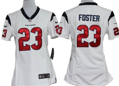 Nike Houston Texans #23 Arian Foster White Game Womens Jersey