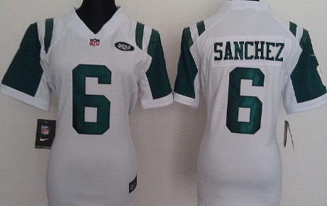 Nike New York Jets #6 Mark Sanchez White Game Womens Jersey