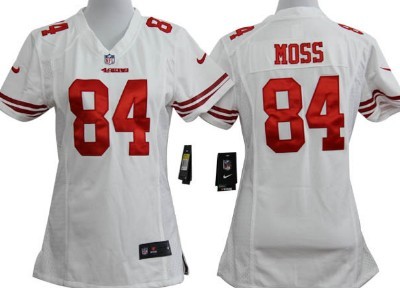 Nike San Francisco 49ers #84 Randy Moss White Game Womens Jersey