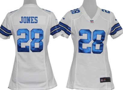 Nike Dallas Cowboys #28 Felix Jones White Game Womens Jersey
