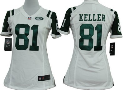 Nike New York Jets #81 Dustin Keller White Game Womens Jersey