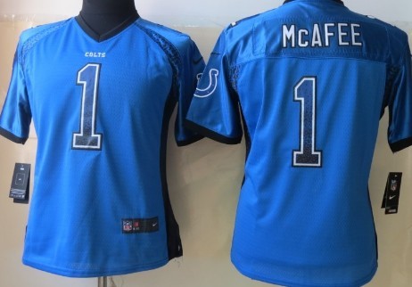Nike Indianapolis Colts #1 Pat McAfee 2013 Drift Fashion Blue Womens Jersey