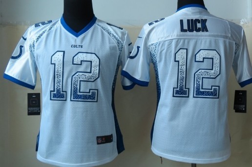 Nike Indianapolis Colts #12 Andrew Luck 2013 Drift Fashion White Womens Jersey