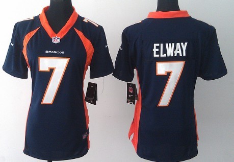 Nike Denver Broncos #7 John Elway 2013 Blue Game Womens Jersey