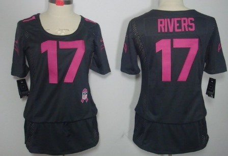 Nike San Diego Chargers #17 Philip Rivers Breast Cancer Awareness Gray Womens Jersey