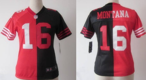 Nike San Francisco 49ers #16 Joe Montana Red/Black Two Tone Womens Jersey