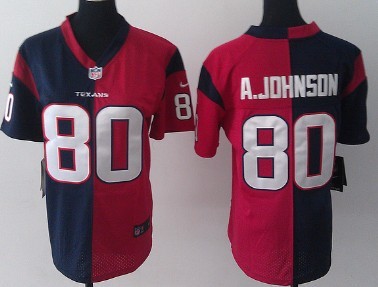 Nike Houston Texans #80 Andre Johnson Blue/Red Two Tone Womens Jersey
