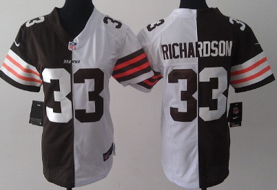 Nike Cleveland Browns #33 Trent Richardson Brown/White Two Tone Womens Jersey