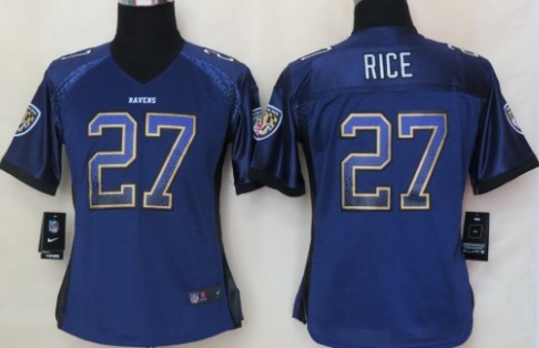 Nike Baltimore Ravens #27 Ray Rice 2013 Drift Fashion Purple Womens Jersey