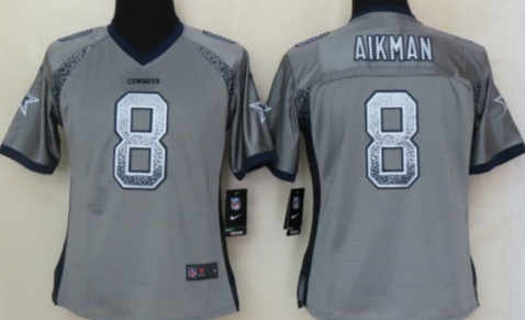 Nike Dallas Cowboys #8 Troy Aikman 2013 Drift Fashion Gray Womens Jersey