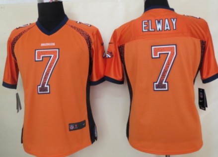 Nike Denver Broncos #7 John Elway 2013 Drift Fashion Orange Womens Jersey
