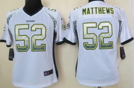 Nike Green Bay Packers #52 Clay Matthews 2013 Drift Fashion White Womens Jersey
