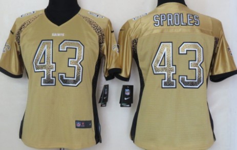 Nike New Orleans Saints #43 Darren Sproles 2013 Drift Fashion Gold Womens Jersey