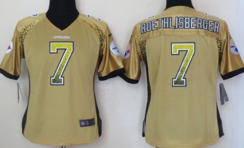 Nike Pittsburgh Steelers #7 Ben Roethlisberger 2013 Drift Fashion Yellow Womens Jersey